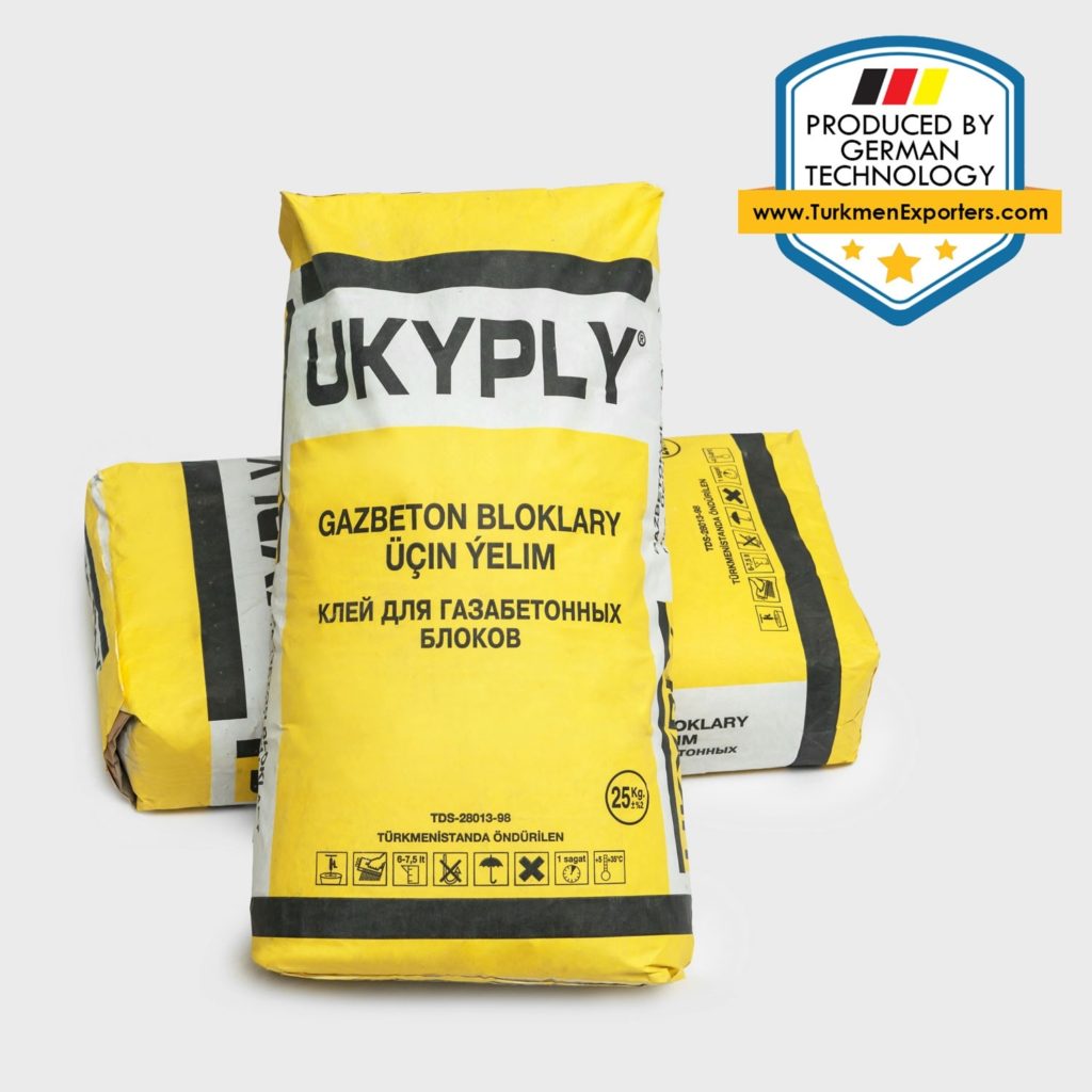 Aerated concrete block adhesive from Turkmenistan